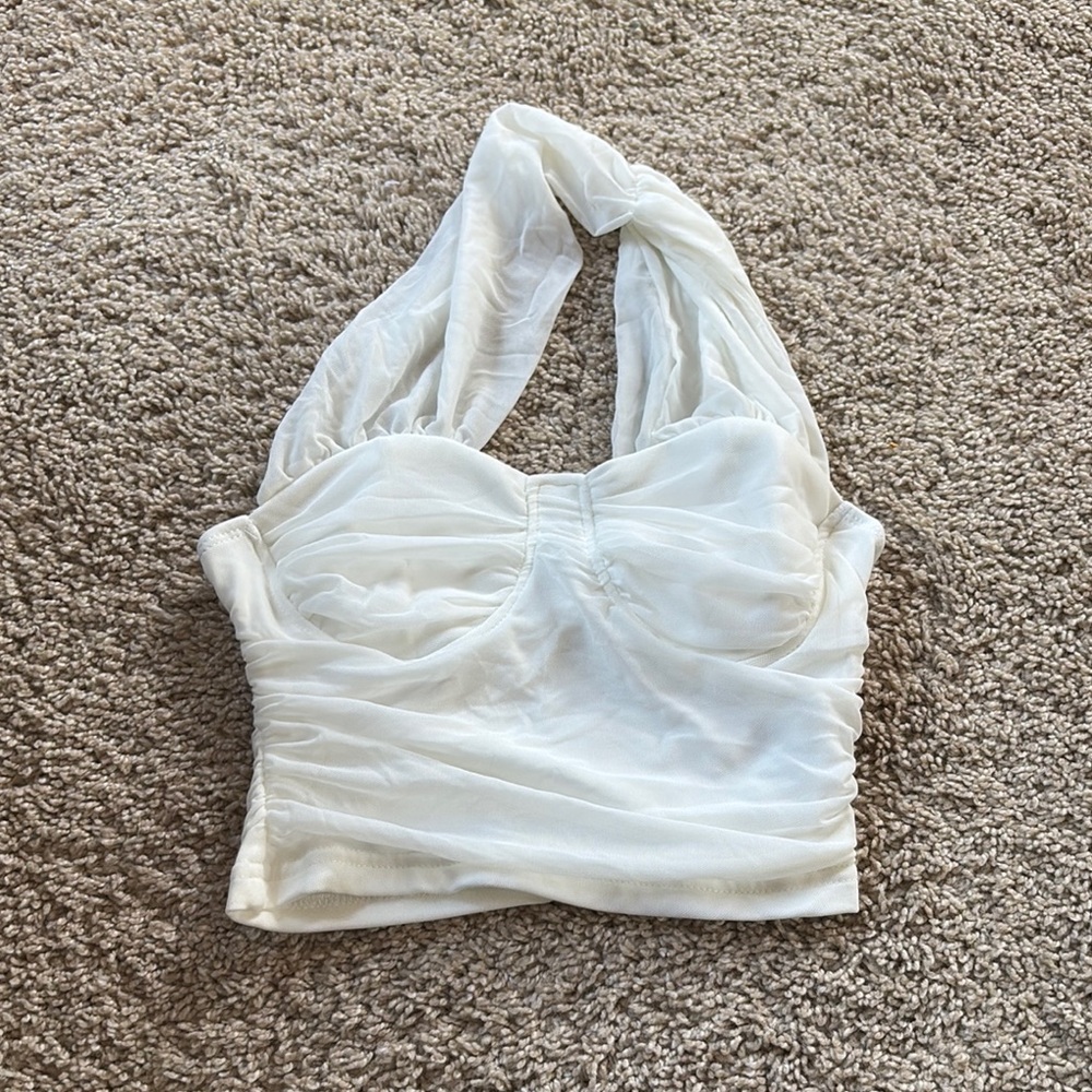 Elegant White Halter Top